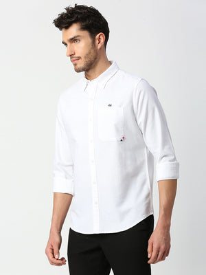Thomas Scott Men White Pure Cotton Slim Fit Casual Shirt