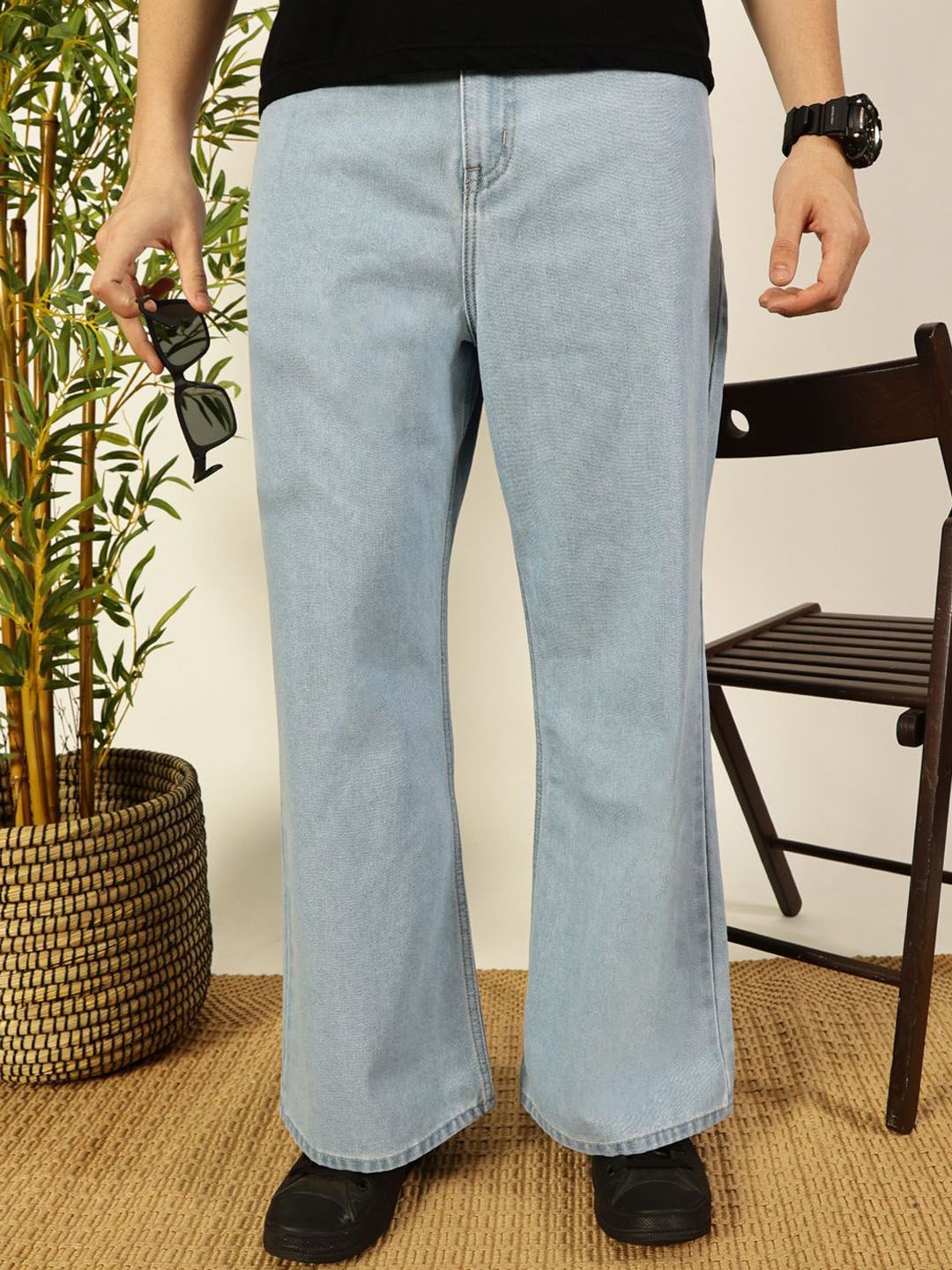 Blue Classic Bootcut Fit Clean Look Non Stretchable Jeans For Men