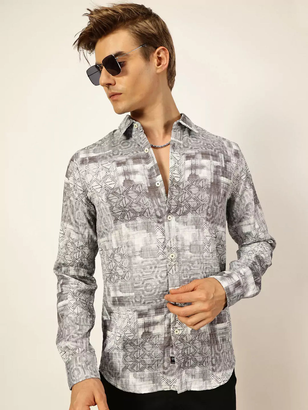 Thomas Scott Men Premium Slim Fit Opaque Printed Casual Shirt
