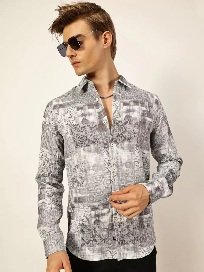 Thomas Scott Men Premium Slim Fit Opaque Printed Casual Shirt