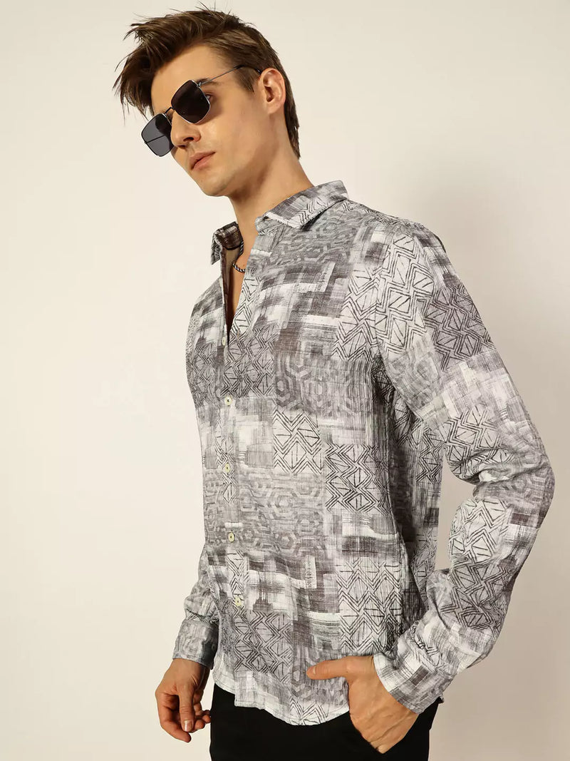 Thomas Scott Men Premium Slim Fit Opaque Printed Casual Shirt