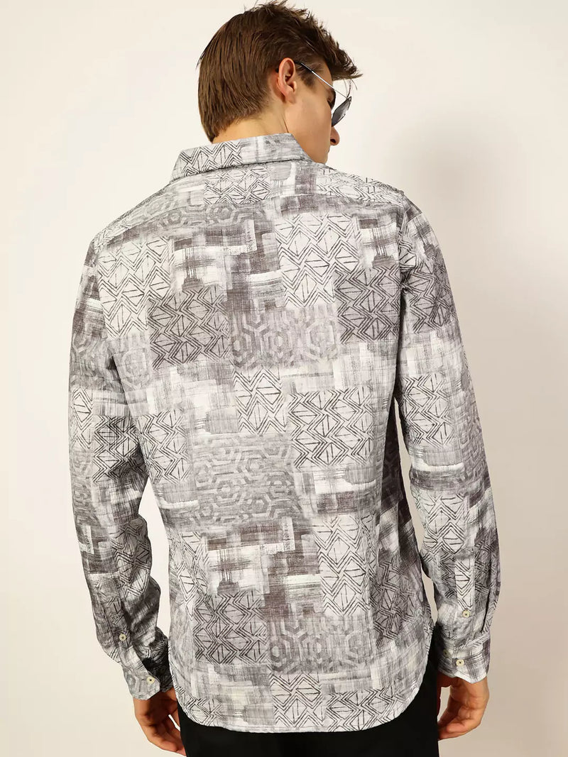 Thomas Scott Men Premium Slim Fit Opaque Printed Casual Shirt