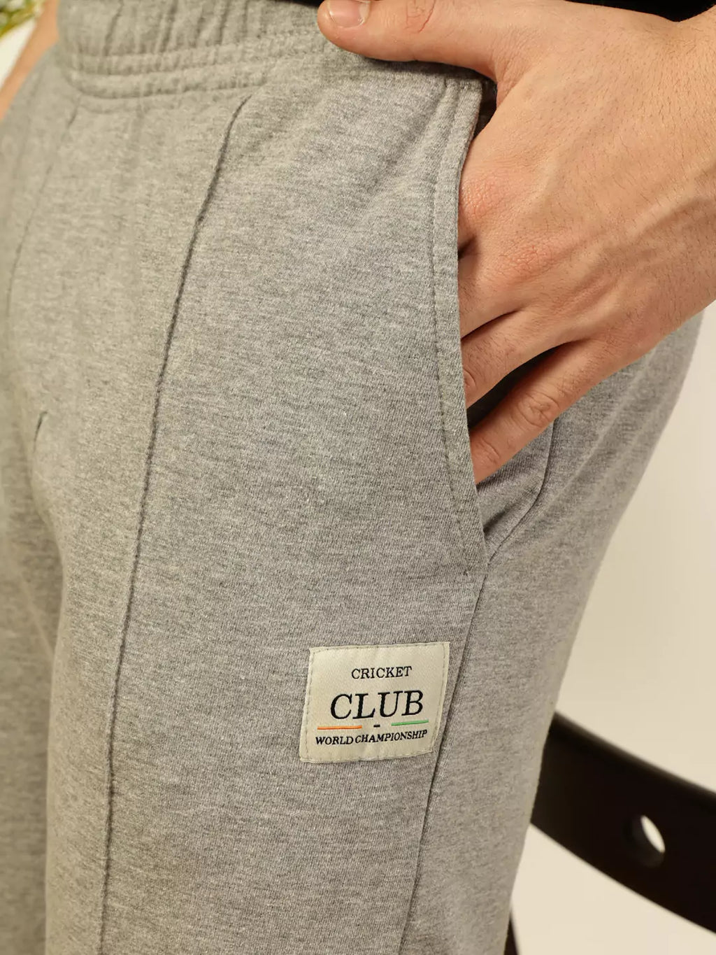 Grey Melange Straight-Fit Mid Rise Solid Joggers For Men