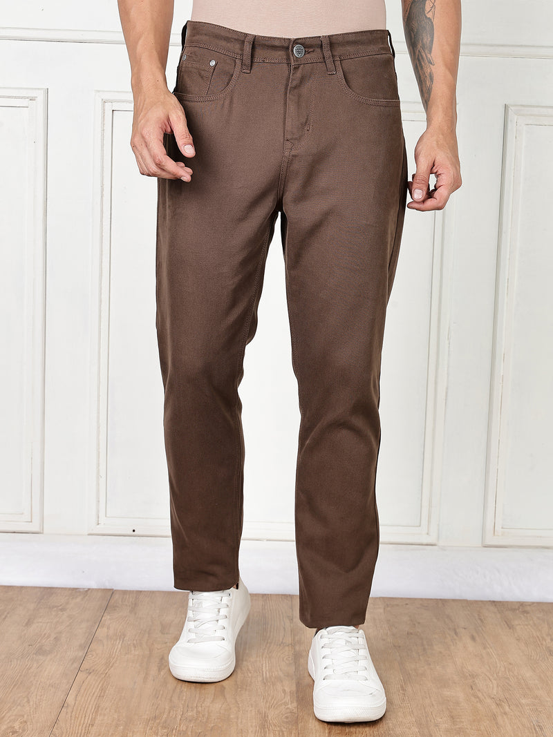 Thomas Scott Men Brown Mid-Rise Slim Fit Cotton Non Stretchable Jeans