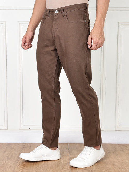 Thomas Scott Men Brown Mid-Rise Slim Fit Cotton Non Stretchable Jeans