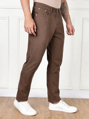 Thomas Scott Men Brown Mid-Rise Slim Fit Cotton Non Stretchable Jeans