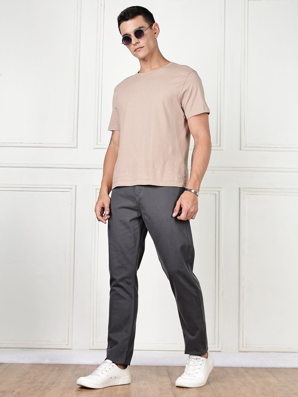 Thomas Scott Men DarkGrey Mid-Rise Slim Fit Cotton Non Stretchable Jeans