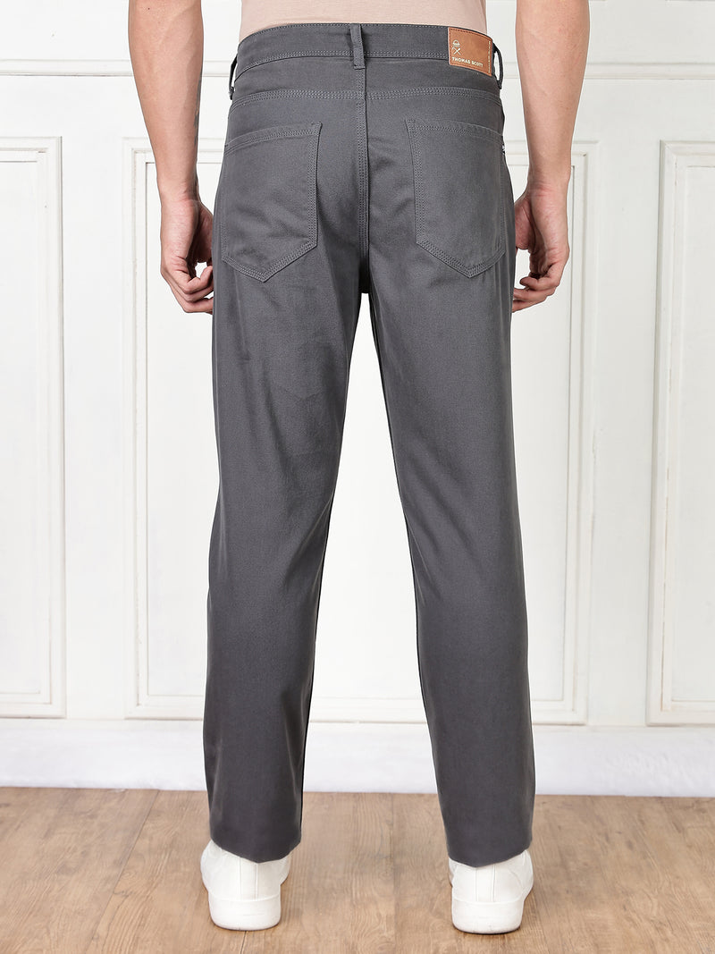 Thomas Scott Men DarkGrey Mid-Rise Slim Fit Cotton Non Stretchable Jeans