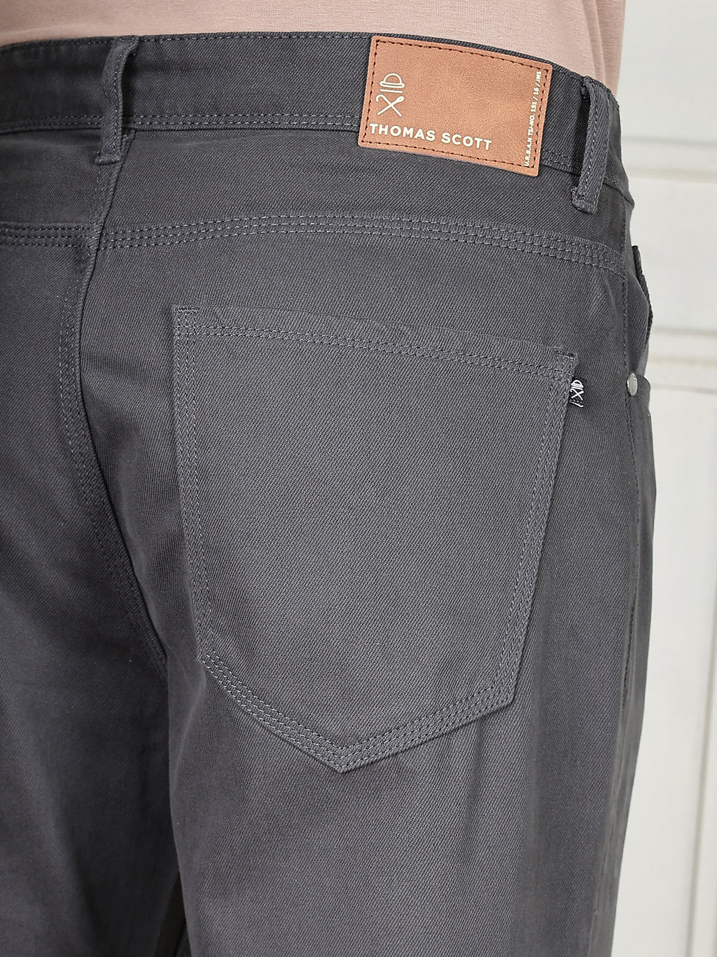 Thomas Scott Men DarkGrey Mid-Rise Slim Fit Cotton Non Stretchable Jeans