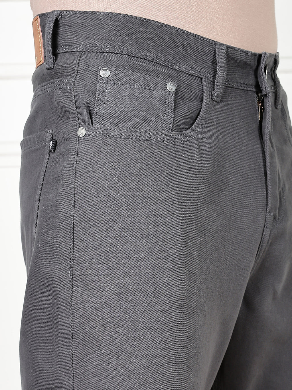 Thomas Scott Men DarkGrey Mid-Rise Slim Fit Cotton Non Stretchable Jeans