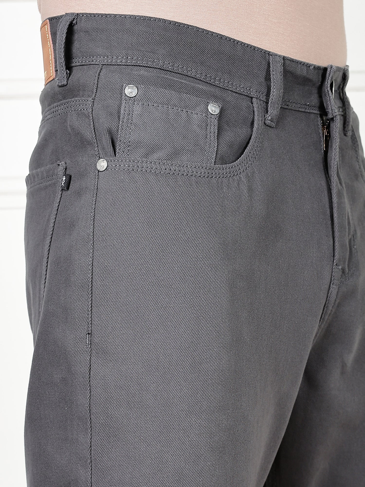 Thomas Scott Men DarkGrey Mid-Rise Slim Fit Cotton Non Stretchable Jeans