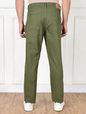 Thomas Scott Men Dark Olive Mid-Rise Slim Fit Cotton Non Stretchable Jeans