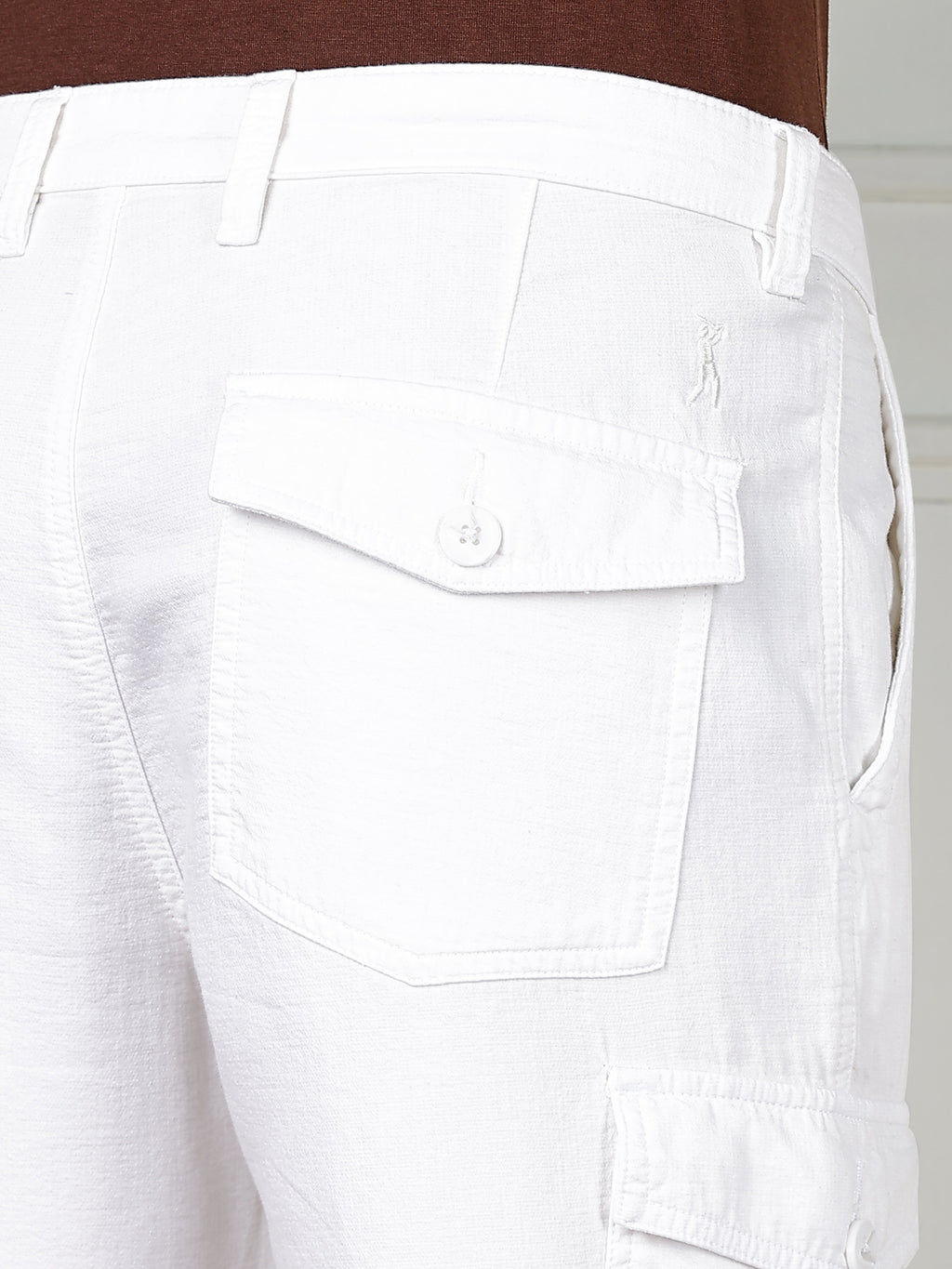 Thomas Scott Men White Cricket Club Collection Straight Fit Woven Cargo Trousers