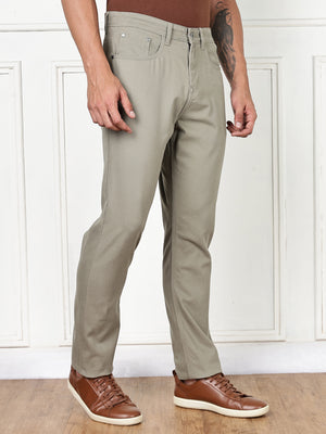 Thomas Scott Men Light Olive Mid-Rise Slim Fit Cotton Non Stretchable Jeans