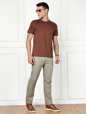 Thomas Scott Men Light Olive Mid-Rise Slim Fit Cotton Non Stretchable Jeans
