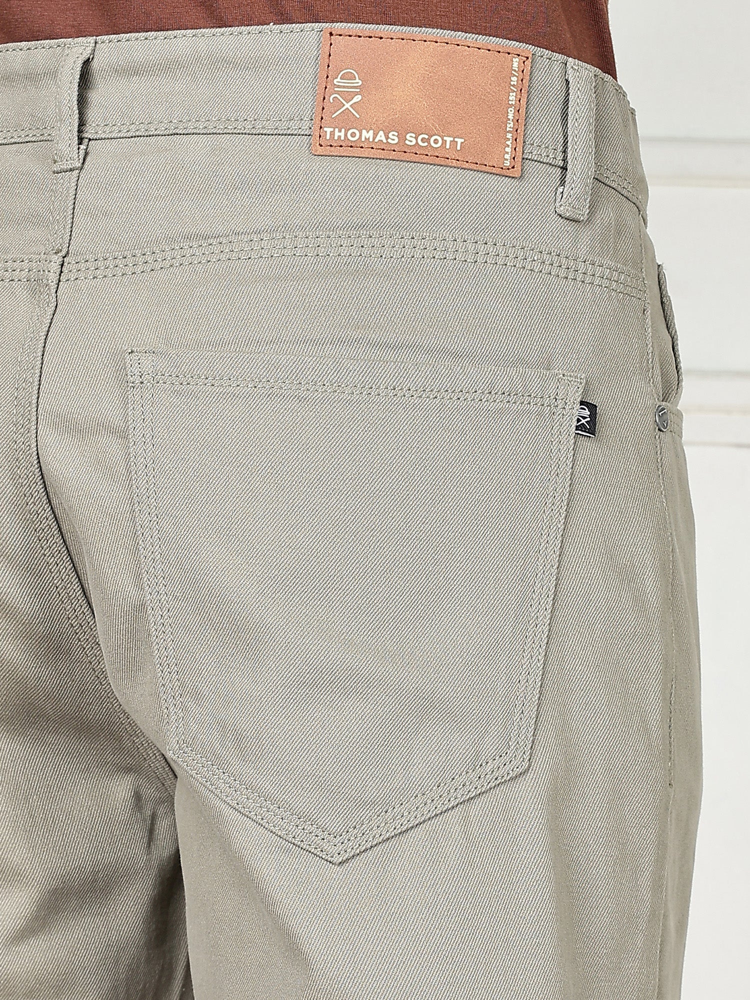 Thomas Scott Men Light Olive Mid-Rise Slim Fit Cotton Non Stretchable Jeans
