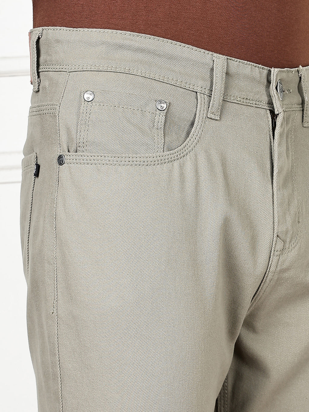 Thomas Scott Men Light Olive Mid-Rise Slim Fit Cotton Non Stretchable Jeans