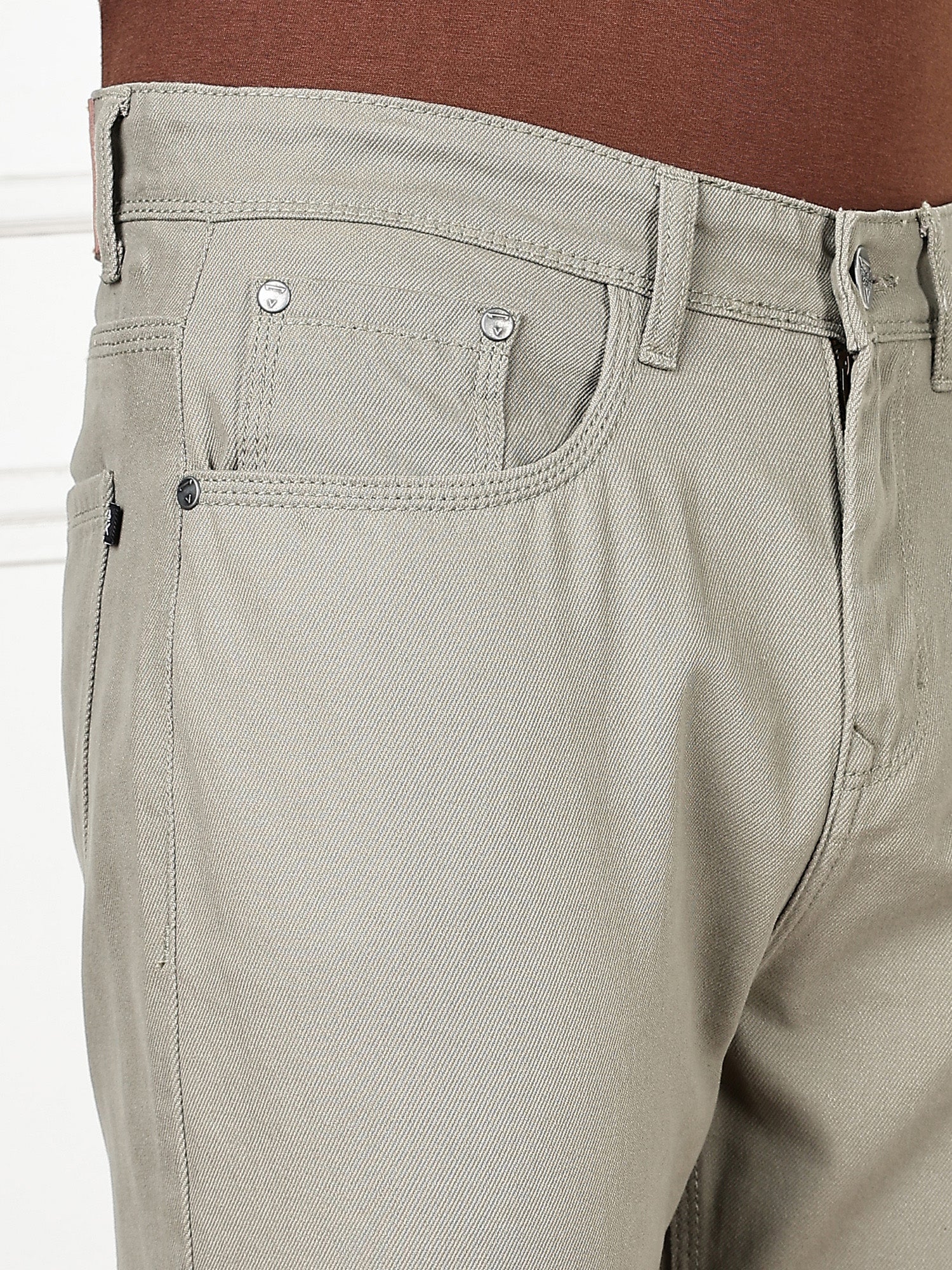 Thomas Scott Men Light Olive Mid-Rise Slim Fit Cotton Non Stretchable Jeans