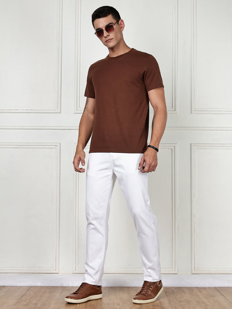 Thomas Scott Men White Mid-Rise Slim Fit Cotton Non Stretchable Jeans