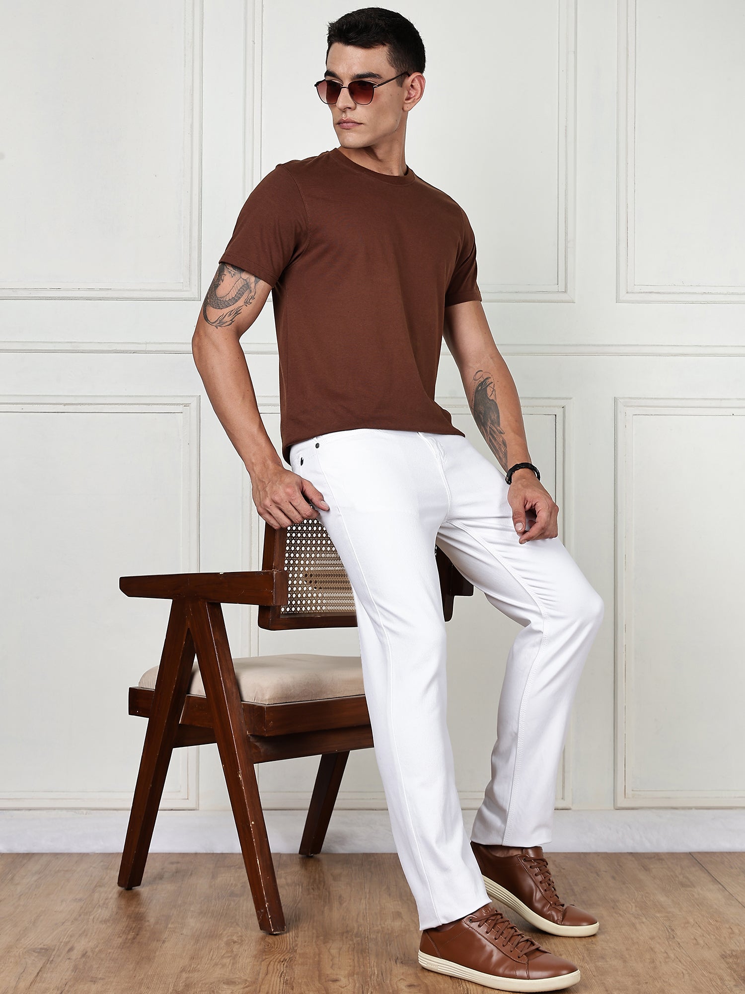 Thomas Scott Men White Mid-Rise Slim Fit Cotton Non Stretchable Jeans
