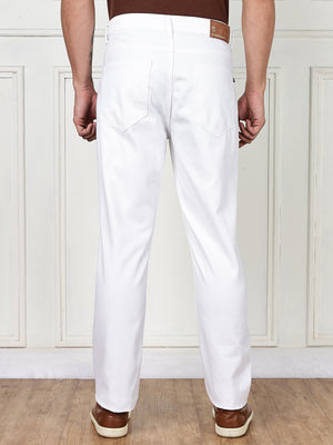 White Mid-Rise Slim Fit Cotton Non Stretchable Jeans For Men