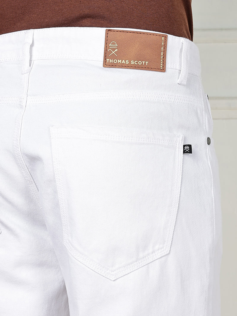 Thomas Scott Men White Mid-Rise Slim Fit Cotton Non Stretchable Jeans