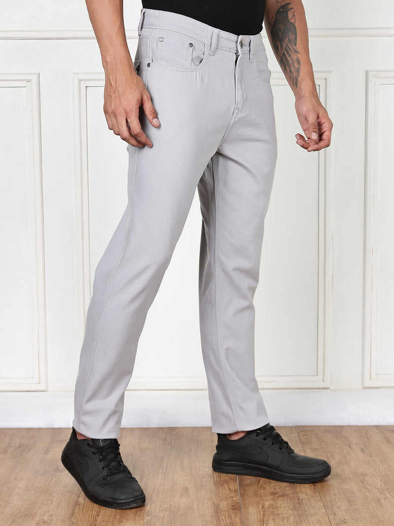 Thomas Scott Men Light Grey Mid-Rise Slim Fit Cotton Non Stretchable Jeans
