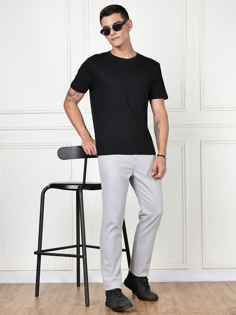 Thomas Scott Men Light Grey Mid-Rise Slim Fit Cotton Non Stretchable Jeans