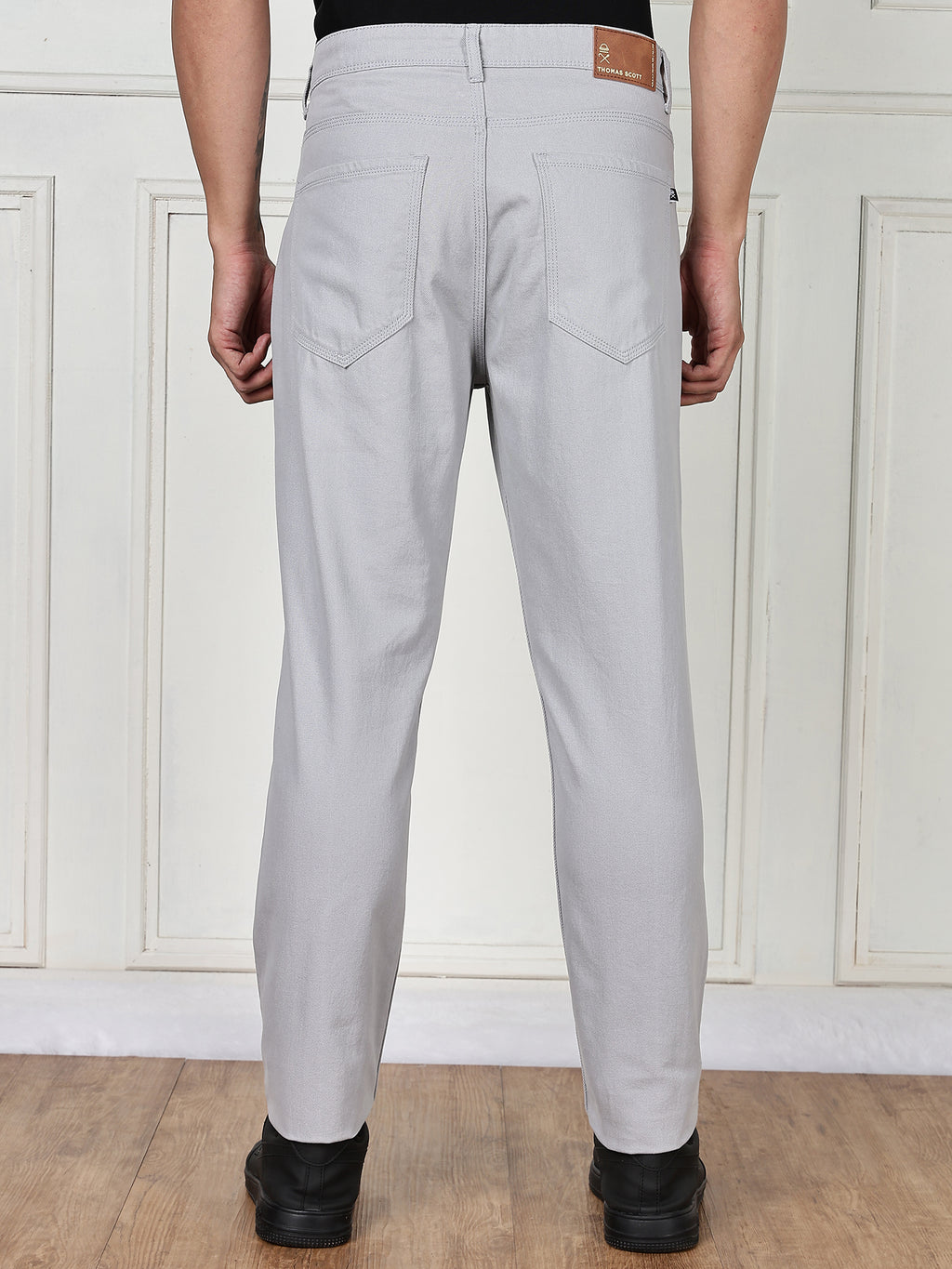 Thomas Scott Men Light Grey Mid-Rise Slim Fit Cotton Non Stretchable Jeans