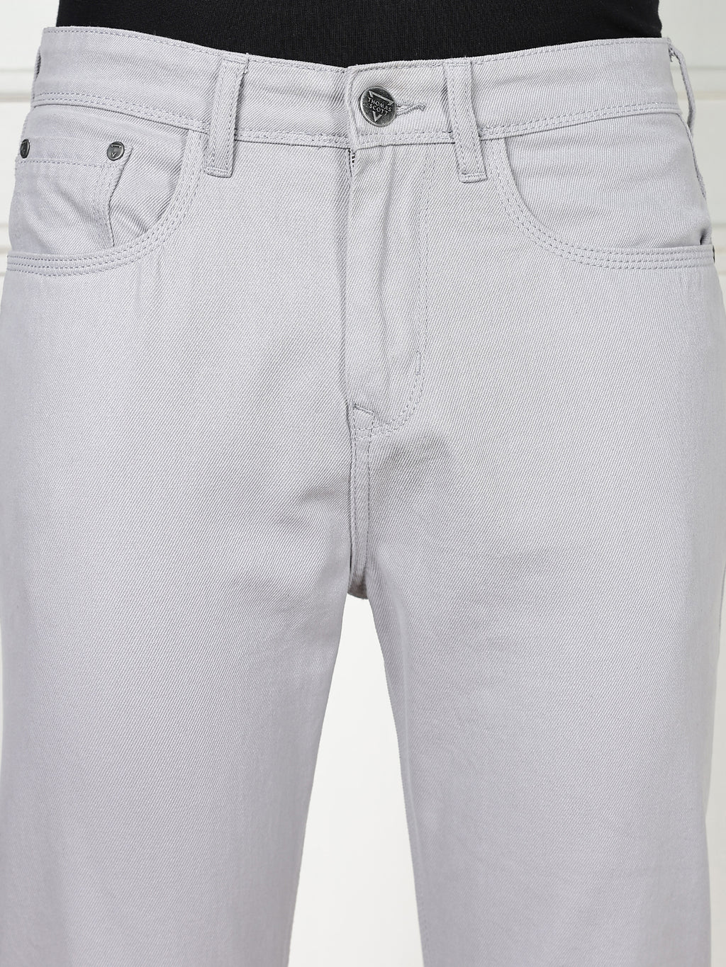 Thomas Scott Men Light Grey Mid-Rise Slim Fit Cotton Non Stretchable Jeans