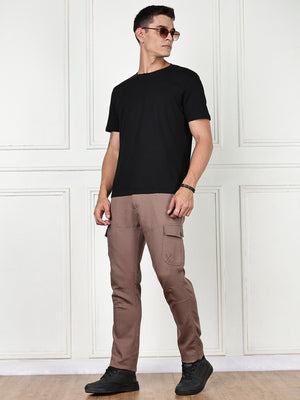 Thomas Scott Men Brown Cricket Club Collection Straight Fit Woven Cargo Trousers