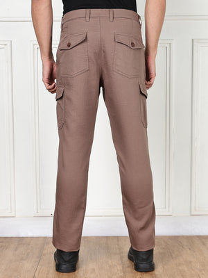 Thomas Scott Men Brown Cricket Club Collection Straight Fit Woven Cargo Trousers