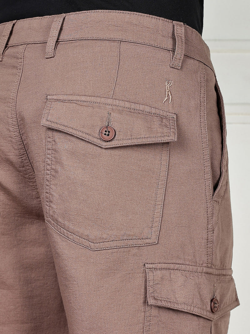 Thomas Scott Men Brown Cricket Club Collection Straight Fit Woven Cargo Trousers