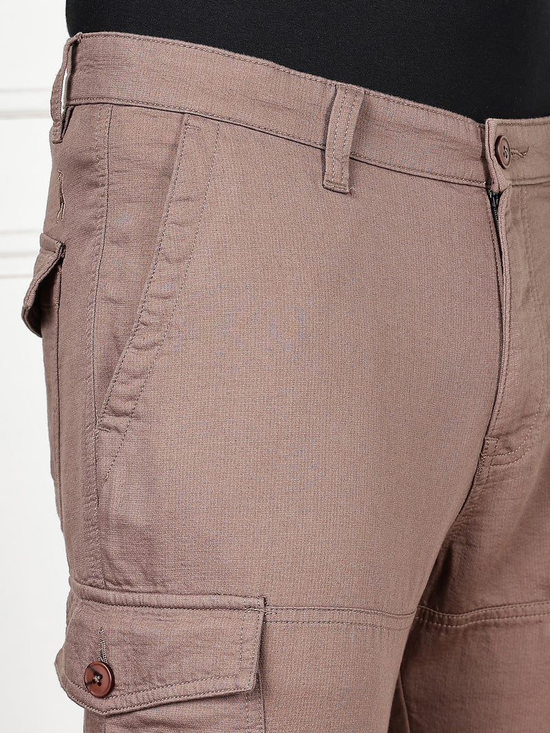 Thomas Scott Men Brown Cricket Club Collection Straight Fit Woven Cargo Trousers