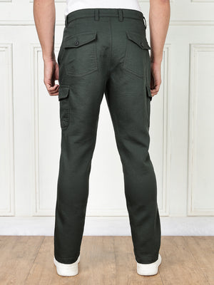 Thomas Scott Men Green Cricket Club Collection Straight Fit Woven Cargo Trousers