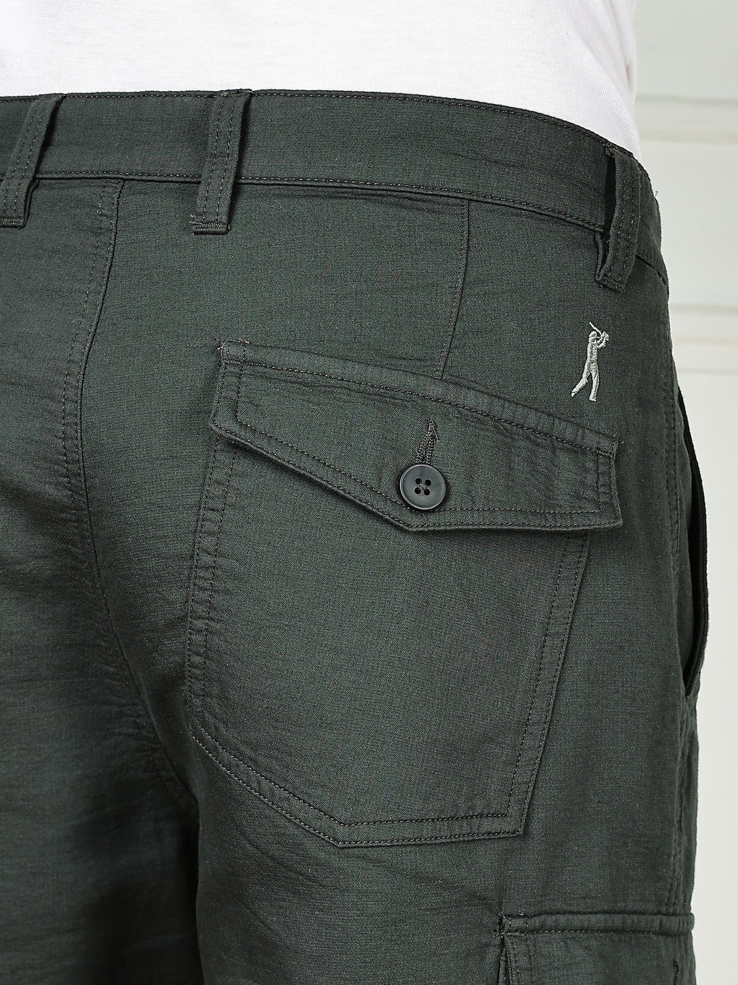 Thomas Scott Men Green Cricket Club Collection Straight Fit Woven Cargo Trousers