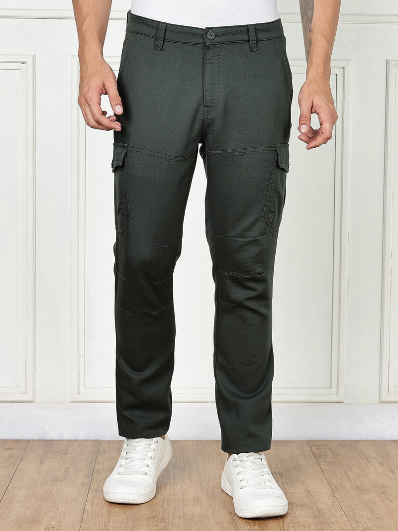 Thomas Scott Men Green Cricket Club Collection Straight Fit Woven Cargo Trousers