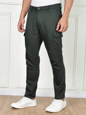 Thomas Scott Men Green Cricket Club Collection Straight Fit Woven Cargo Trousers