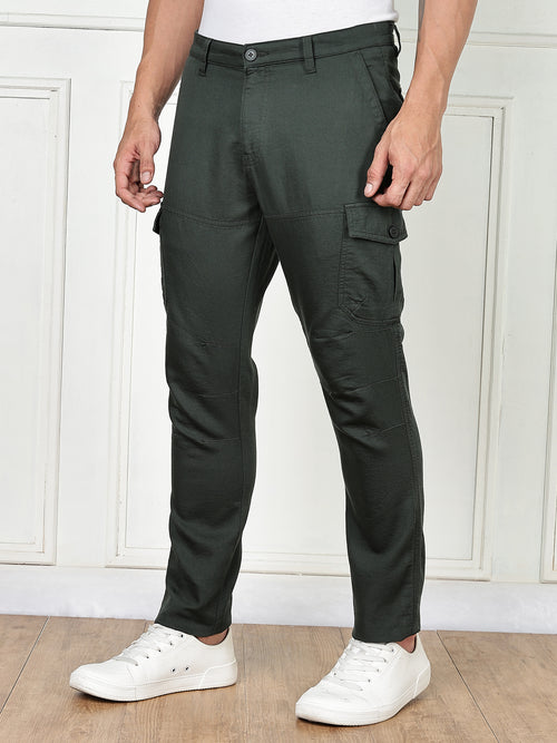 Thomas Scott Men Green Cricket Club Collection Straight Fit Woven Cargo Trousers