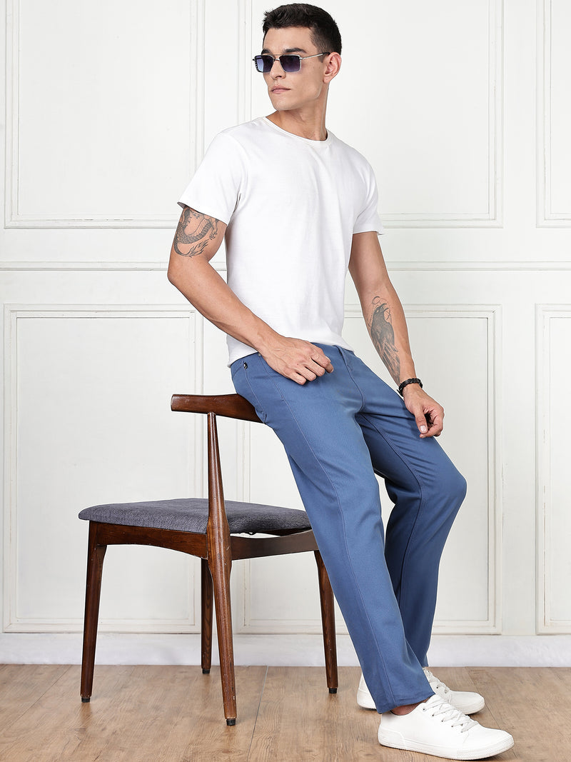 Thomas Scott Men Sky Blue Mid-Rise Slim Fit Cotton Non Stretchable Jeans