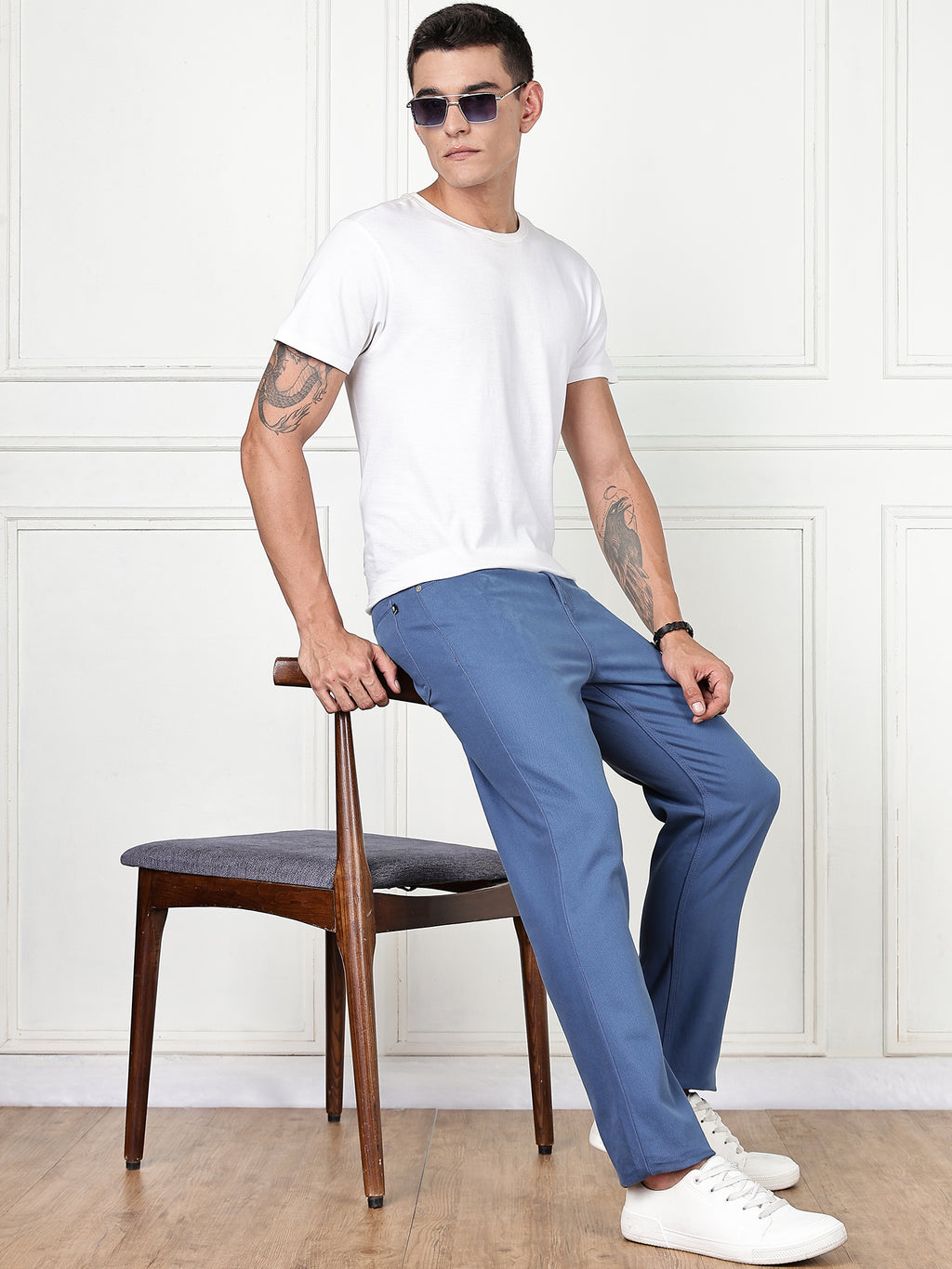 Thomas Scott Men Sky Blue Mid-Rise Slim Fit Cotton Non Stretchable Jeans