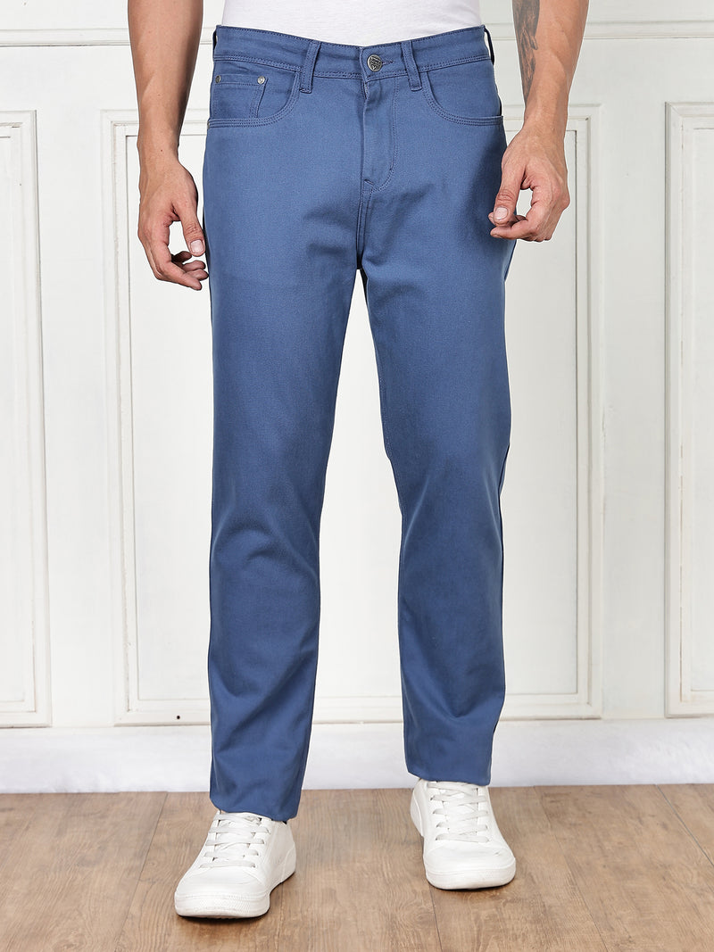 Thomas Scott Men Sky Blue Mid-Rise Slim Fit Cotton Non Stretchable Jeans