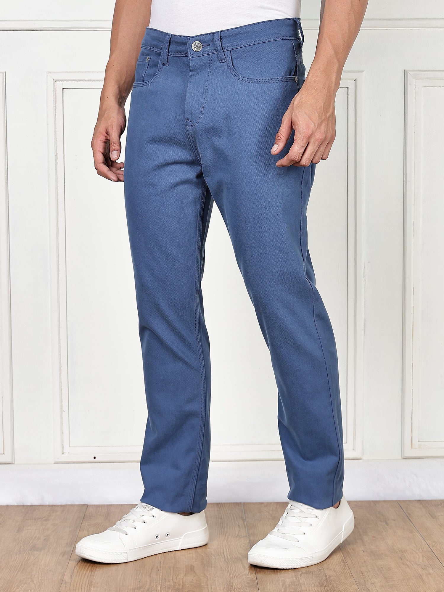 Thomas Scott Men Sky Blue Mid-Rise Slim Fit Cotton Non Stretchable Jeans