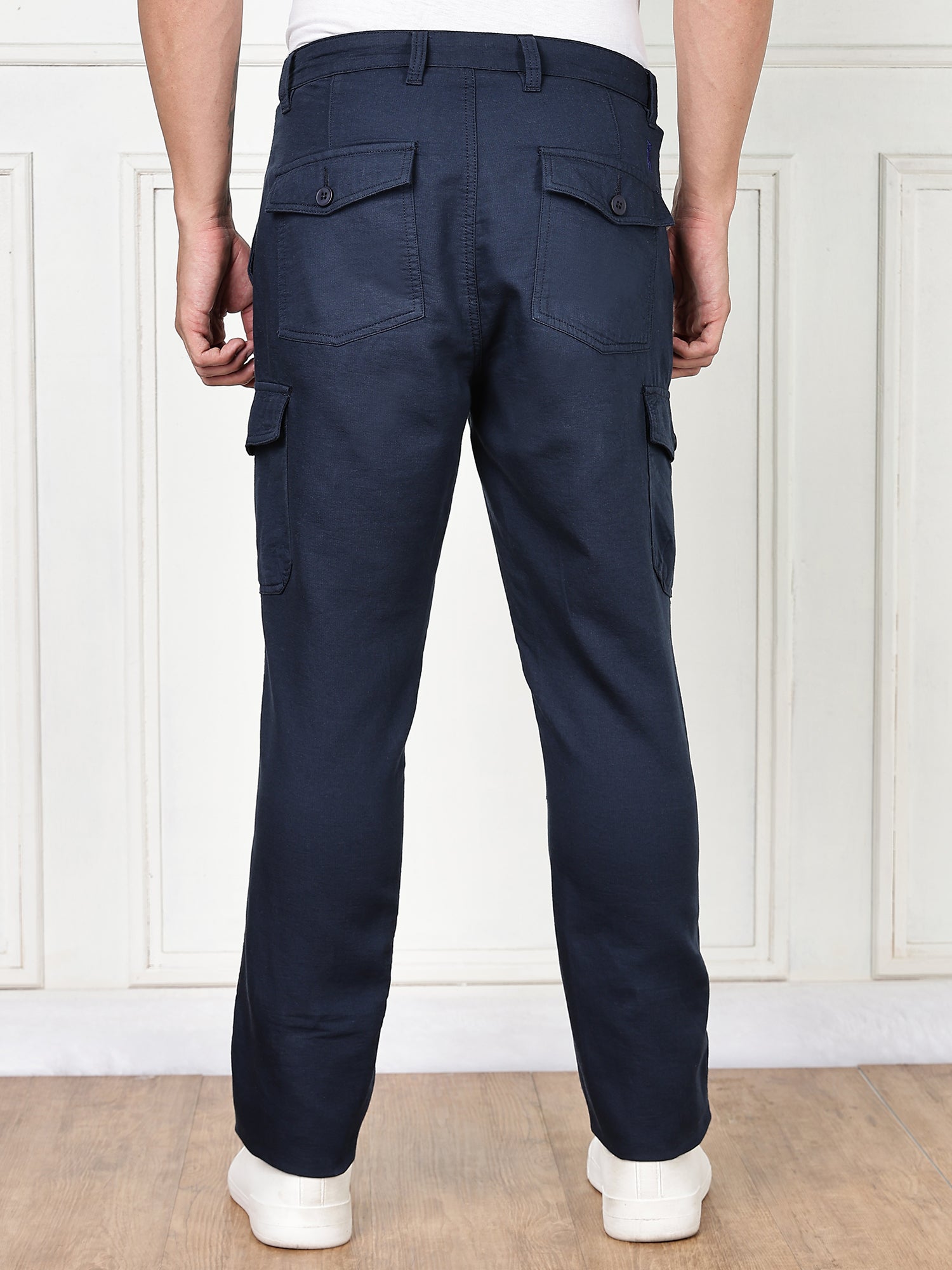 Thomas Scott Men Navy Cricket Club Collection Straight Fit Woven Cargo Trousers