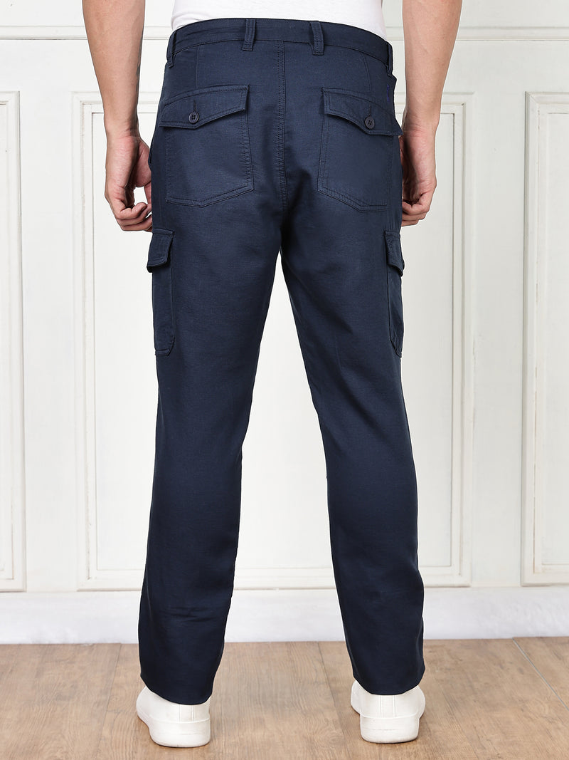Thomas Scott Men Navy Cricket Club Collection Straight Fit Woven Cargo Trousers