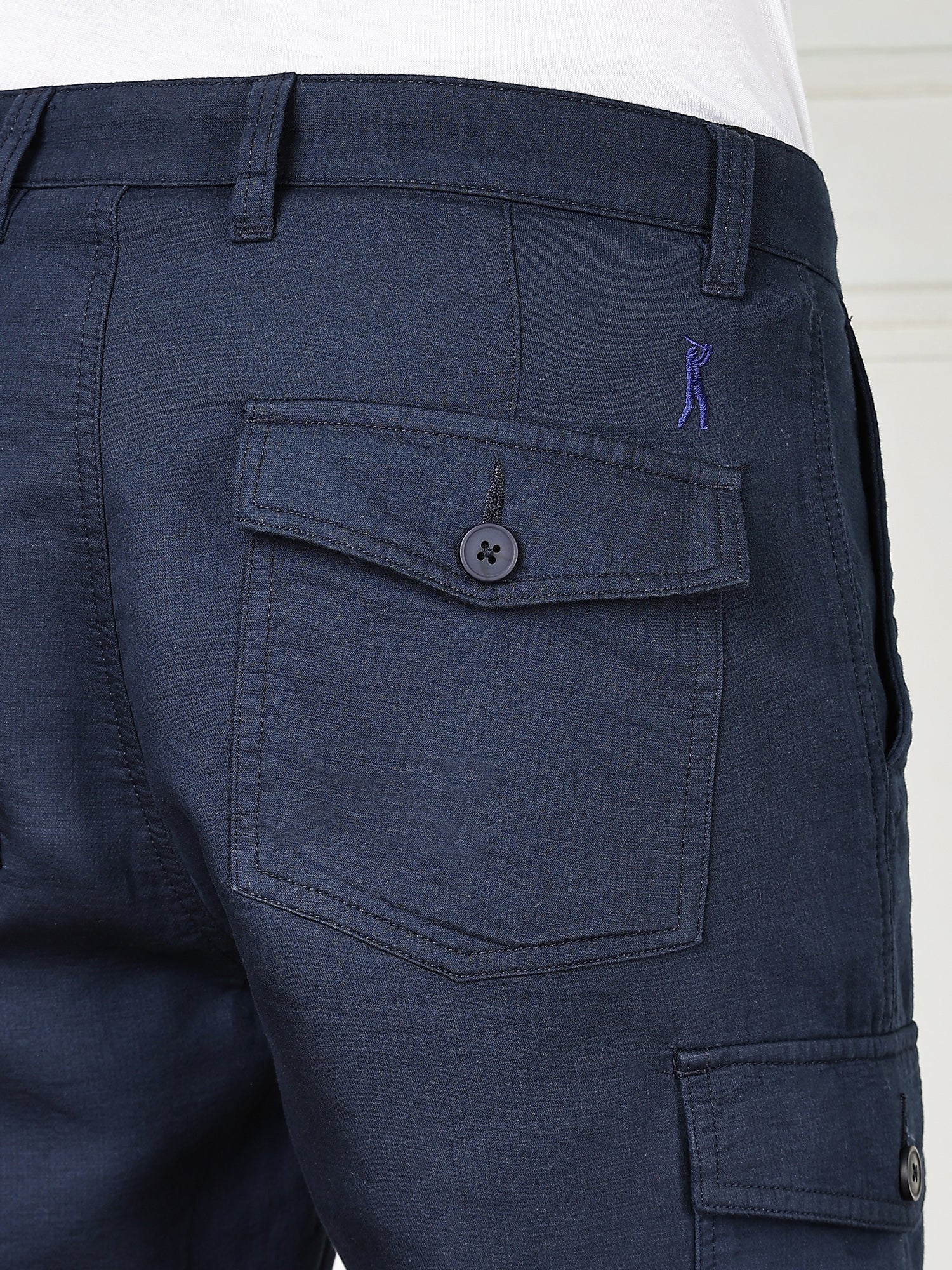 Thomas Scott Men Navy Cricket Club Collection Straight Fit Woven Cargo Trousers