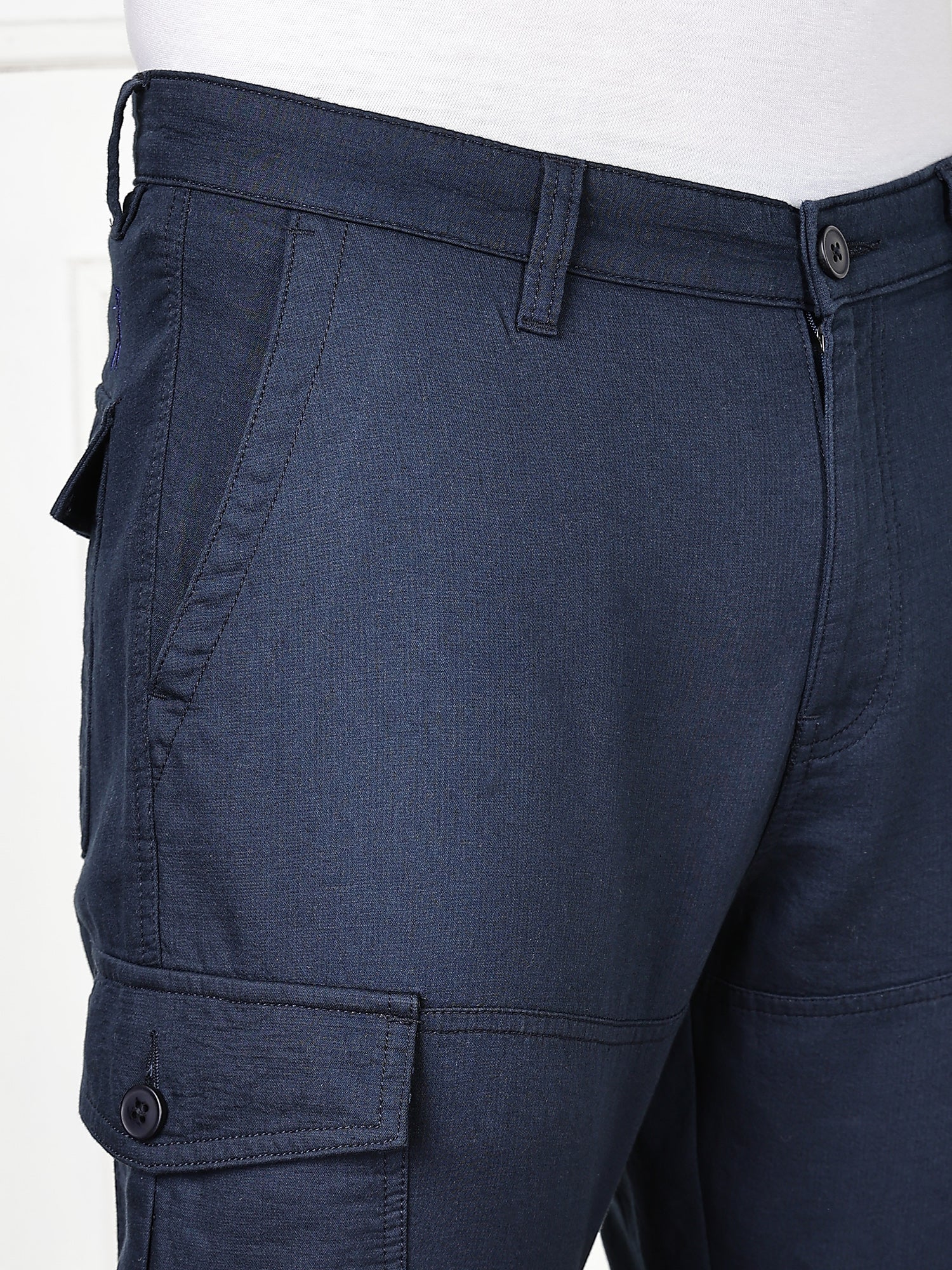 Thomas Scott Men Navy Cricket Club Collection Straight Fit Woven Cargo Trousers