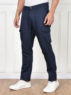 Thomas Scott Men Navy Cricket Club Collection Straight Fit Woven Cargo Trousers