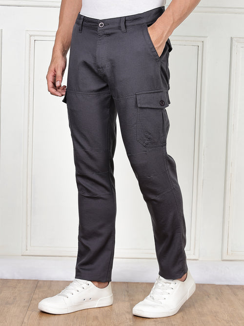 Thomas Scott Men DarkGrey Cricket Club Collection Straight Fit Woven Cargo Trousers