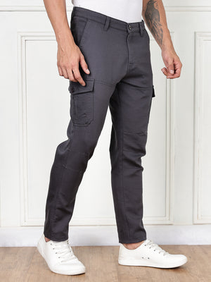 Thomas Scott Men DarkGrey Cricket Club Collection Straight Fit Woven Cargo Trousers